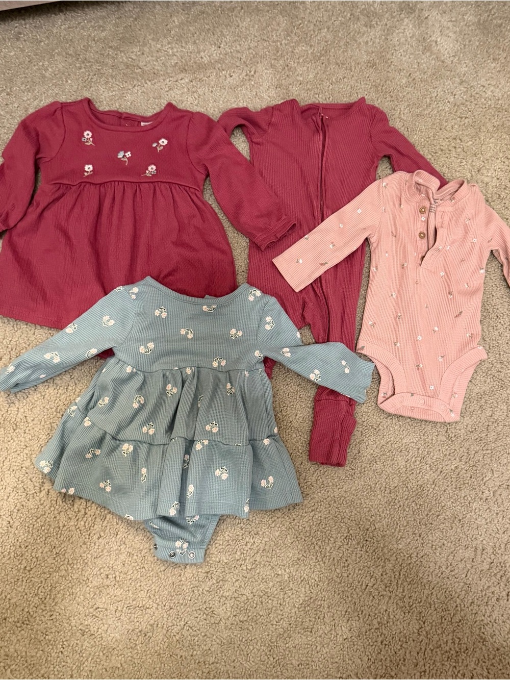 Carter's Girls Pink, Mauve, Dusty Blue and Wine Matching Set